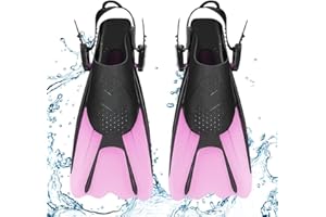 NAJILI Pinne da snorkeling regolabili corte con tasca da appendere, misure 34-38 con pinne regolabili per snorkeling