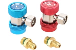 Aupoko AC R134A Adapter Fitting, Adjustable R134A Quick Coupler Adapter Fittings Quick Couple, with 1/4" SAE Fittings, R134A High & Low AC Adjustable Quick Coupler Fitting Adapters