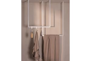 ‎M METALLBUDE Metallbude Handtuchhalter TENSI - 2er Set Weiß - Deckenmontage - Pulverbeschichtetes Stahlrohr - Kratz-, Stoß- & Schlagfest - 60x50 cm & 80x50 cm