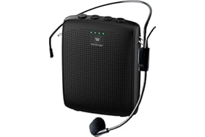 WINBRIDGE Amplificador de Voz Portátil WB003 con Micrófono de Diadema con Cable, Soporte para Reproducción de por Bluetooth, Altavoz Personal y Micrófono para Profesores, Megáfono con Micrófono de Diadema