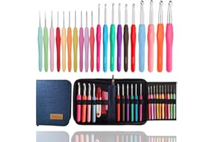 Knitiss 20 Sizes Crochet Hooks 0.5mm-10mm, Ergonomic Crochet Hooks Set with Case for Arthritic Hands