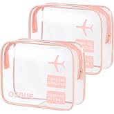 OSDUE Transparent Toiletry Bag, PVC Cosmetic Bag, 2 Clear Airplane Bags, Cosmetic Bag, Portable Toiletry Bag for Liquids, for
