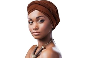 DRESHOW Afrikanischer Damen Turban Geflecht Kopfbedeckung Kopftücher Chemo Kappe Vorgebunden Beanie Mütze Kopfwickel Schlafmütze