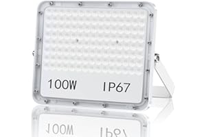 VRFMALIY 100W Focos LED Exterior, 10000LM 7000K Luces LED Exterior, IP67 Impermeable Superbrillante Blanco Frío Foco LED, Aplique Pared Exterior para Pasillo, Jardín, Patio, Trabajo, Garaje