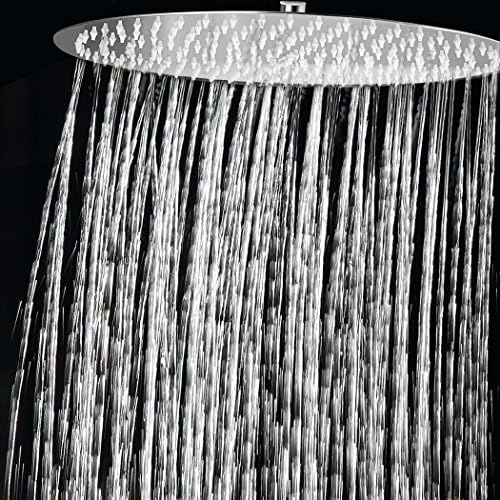 Bathroom Rainfall Shower Head Round Stainless Steel Wall Mounted or Ceiling Shower Head 360° Swivel Joint and Extra Large 15 Inch [UK STOCK]