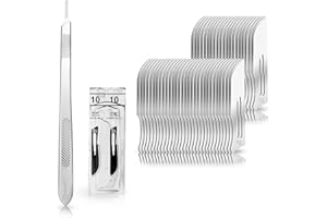 ‎MAY Set - 50 Stück Skalpellklingen Figur 10 aus Karbonstahl - Ersatzklingen einzeln steril verpackt + 1 x May - Skalpell-Halter mit 21 cm langem Griff - Edelstahl