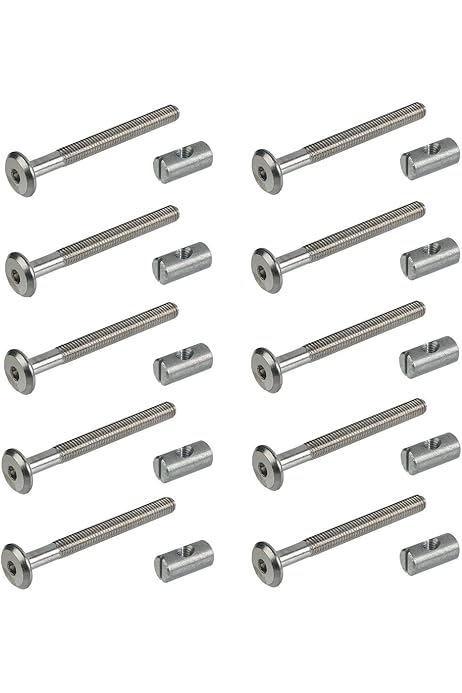 Bulloni Per Mobili M6 Con Dadi A Barilotto - Acciaio Zincato, Lunghezze 40/60/80/90/100 Mm (Set Da 10 Pezzi) - copertina