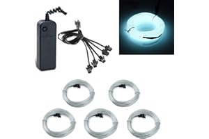 Kmruazre Fil EL, néon rougeoyant Strobing EL Wire Light avec contrôleur de batterie pour les fêtes, Halloween, Automobile, Publicité, Mariage, décoration de pub (Blanc)