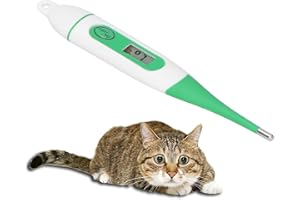 DUOKON Termómetro electrónico veterinario, termómetro digital impermeable para animales para ganado, ovejas, caballos con pantalla LCD