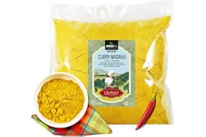 GREENVRAC Curry Madras en Poudre 1kg en vrac - Curry Indien doux (un piment), Mélange d'épices cuisine Indienne - Vrac Naturel et Gourmet