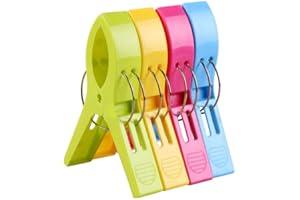 URAQT 4 pcs Grandes Playa Toalla Clips Pinzas de Plástico Fuerte, Durable Resistente Clips, Pinza de la Ropa, Resistentes al Viento, Brillante Color Clips Para la Ropa Pesada y el Lavarse