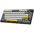 AJAZZ AK820PRO Wireless Mechanical Keyboard,2.4GHz/Bluetooth/USB-C Gaming Keyboard 75% Layout 81 Keys with TFT Color Display&CNC Knob,RGB Backlight Hot-Swap,PBT Keycap,4000mAh Battery-Black Yellow