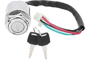 AKOZON Interruptor de llave de encendido con enchufe macho de 4 cables, juego de interruptor de encendido de motocicleta eléctrica con 2 llaves de repuesto universal para ATV Mini Moto Dirt Bike