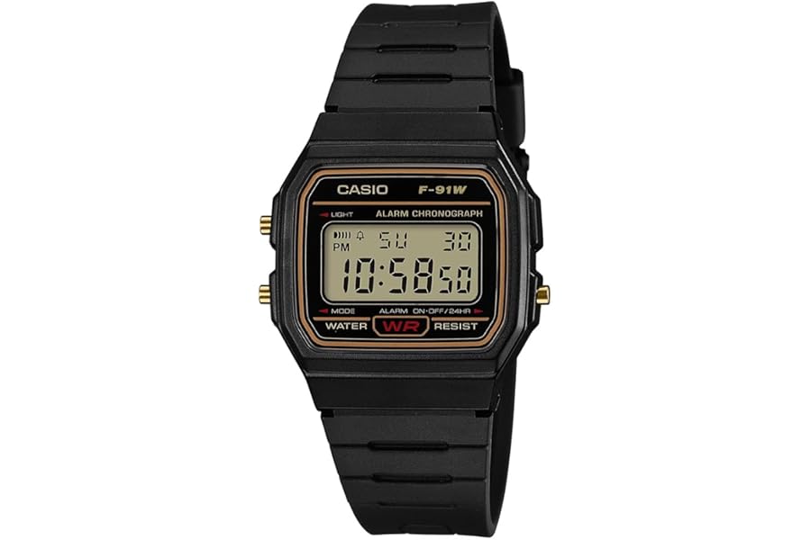 Casio Digital Watch with Black Resin Strap (F91WG-9QDF)