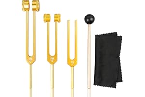 Qeunrtiy Stimmgabel Set (128 Hz, 256 Hz, 512 Hz) Stimmgabeln für Heilendes für Heilung, Klangtherapie, Stressabbau