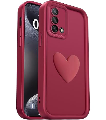 XINYEXIN Silicone Cover per Oppo A74 4G, Custodia Cellulare Onda Cornice Forma Riccia Carina, Antiurto Ondulata Bumper Case - Rosso