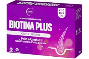 KREALIS Integratori Per Capelli, Biotina, Cheratina e Zinco (200Cpr a Tripla Azione) Biotina Capelli, Pelle e Unghie Arricchita Con Selenio, Vitamina B12, Vitamine Per Capelli, Forti e Sani