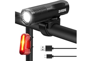 DON PEREGRINO Luz Bicicleta Delantera y Trasera 1200 Lumen - Luz Delantera Bicicleta de Aluminio, Recargable USB C, Impermeable IP65, Luz Trasera Bicicleta 80 Lumen Incluida, DONPEREGRINO SN-1200 Luces Bicicleta