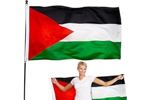 BGTLJKD Palästina Flagge 150x90cm, Flagge Palästina Flagge, Palastina Fahne mit 2 Metallösen, Palästina Nationalflagge in Leuchtenden Farben, Dekoriert bei Sportveranstaltungen, Partys, Paraden