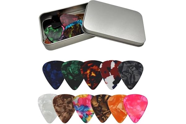 Púas para Guitarra Acústica, Puas de Guitarra Electrica, Gutar Picks Juego de 24, para Guitarra Acústica, Eléctrica, Ukelele, Clásica, Bajo, Celuloide(0.46/0.71/0.96mm)