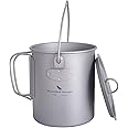 Boundless Voyage Outdoor 750ml Titanium Pot With Folding Bail Handle Camping Hiking Picnic Ultralight Portable Water Bottle Cup Mug Spork Set
