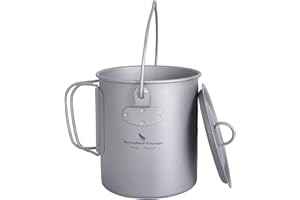 Boundless Voyage Pot en Titane extérieur poignée de Caution Pliante Camping randonnée Pique-Nique Ultra-léger Portable Bouteille d'eau Tasse Tasse Spork Ensemble