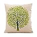 Vanki Pastoral Style Cotton Linen Square Decorative Throw Pillow Case Cushion Cover 18X 18 inches, big green tree