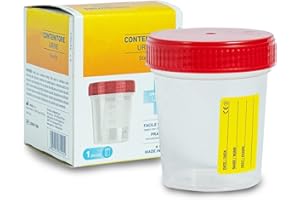 DETERMONDO 25 Contenitori Urine per Analisi Sterili 120 ml con Tappo e Scala Graduata Contenitore Urine Con Etichetta Adesiva per Nominativo