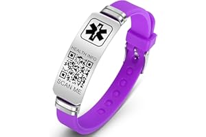 Theluckytag Medizinisches Armband mit QR-Code-Notfall-ID, aus Silikon, wasserdicht, passt bis 22,9 cm Handgelenk, Notfallinfo, mehr Platz, für Sport, Jungen/Mädchen/Damen/Herren