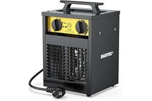 DAHTEC Calefactor Eléctrico 2000W Potenciado - Calentador Portátiles Industriales - Termostato y Protección contra Sobrecalentamiento - Apto para Construcción, Garaje e Invernadero