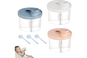 SYYLQYR 6 PCS Formula Powder Pots, Baby Milk Powder Dispenser Pots Rotatable Cover Protable Mam Formula Dispenser with 3 Scoops for Travel-Friendly Milk Dispensers Pot (Pink Beige Blue)
