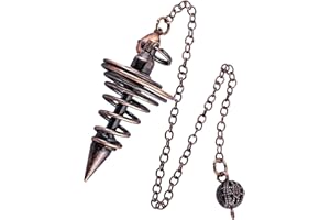 KYEYGWO Radiästhesie Pendel mit Ketten, Esoterik Pendels in Spiralform Orakel Metall-Pendel Spiral Kegel Schmuck für Divination Meditation Scrying Balance Reiki Heilung, Rotkupfer & Schwarz