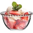 Glass Breakfast Bowl with Beaded Edge, Extra Strong Alfresco Dining Tableware - W13cm
