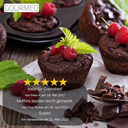GOURMEO 12er Muffin-Form mit Antihaft-Wirkung | 2 Jahre Zufriedenheitsgarantie | Muffin-Backform, Cupcake-Form, Brownie-Form - 5