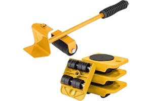 FUZHIK Heavy Duty Furniture Lifter Kit with 4 Sliders Heavy Furniture Roller Move Tool Set for Sofas, Couches and Refrigerators Easy and Safe Moving (yellow)