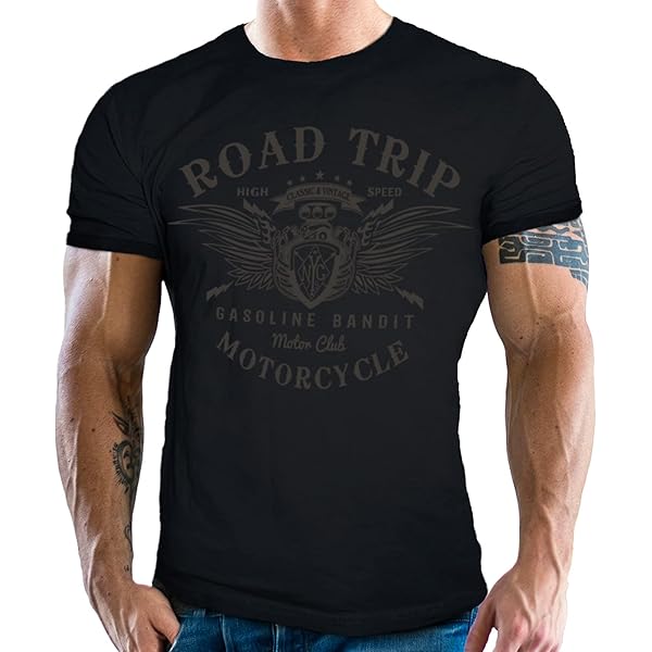 Brotherhood Of Bikers - T-shirt Noir Moto Double Face Homme Vintage, Taille M