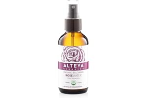 Alteya Organic Eau de rose bulgare 120 ml Spray Bioglass - Certifiée 100% organique USDA, Pure, naturelle, Vendue directement par le producteur et le distillateur Alteya Organics