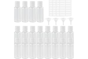 KZNKZN 20 bottiglie ricaricabili da 30 ml, trasparenti, in plastica, con piccoli imbuti ed etichette, per imballaggio, articoli da toeletta, shampoo, cosmetici liquidi