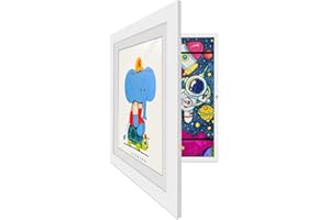sopalmy Bilderrahmen für Kinderzeichnungen, A4 Kinder Kunst Bilderrahmen, Kunstfotorahmen für Kinder Bilder Frontöffnung Bilderrahmen Aufklappbar Rahmen Befüllbar Fotorahmen - Weiß
