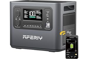 AFERIY Generador Eléctrico Portátil De 2400 W, Batería De Emergencia LiFePO4 De 2048 Wh, Con Aplicación, Carga Rápida En 1,5 H Enchufe Ue De 220-240 V, SAI, Generador Solar Para Acampada/Hogar/Oficina