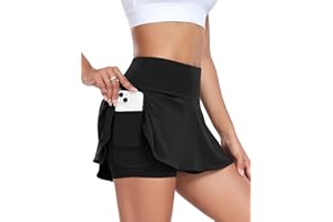 werfami Tennisrock Damen Sport Tennis Rock 2 in 1 Sommer Rock Golfröcke Faltenrock Plisseerock Skater Rock Golf Sport Laufen Minirock Hohe Taille Skorts