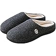DSFFD Mens Memory Foam House-Slippers, Full Toe Soft Non-Slip Comfortable Indoor Warm Slipper, for Bedroom Outdoor Slipper Shoes,Black,44/45EU