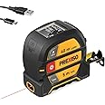 PREXISO Laser Rangefinder, 40 m, Digital Laser Tape Measure with LCD Backlight, M/in/Ft, Rechargeable Laser Meter & 5 m Tape Measure, Pythagoras/Distance/Area/Volume Measurement