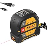PREXISO 2-in-1 Laser Tape Measure 40m + 5m | Rechargeable Laser Distance Meter with Tape Measure for Length, Area, Volume and