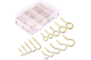 Swpeet 213Pcs 3 typer av metallkrokar Kit, inklusive skruvögon, koppkrokar och fyrkantiga takkrokar Självkrankande skruvar krokar för hem/arbetsplats/kontor