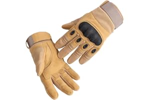 SNOWAS Brown - Motorcycle Gloves, Hard Knuckle Motorcycle Gloves Motorbike ATV Riding Hook & Loop Long Wrist Strap Full Finger Gloves for Men & Women