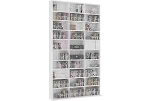 Benkeg Estantería Alta del Suelo para Libros CD de Aglomerado Blanco 102x16x177,5 cm para Dormitorio Cocina Baño, hogar y Oficina Decoración