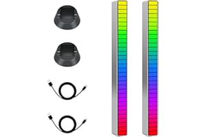 Meiyue 2 PCS RGB Light Bars, RGB Voice-Activated Pickup Rhythm Light,Rechargeable Colorful Ambient Light Rhythm Light Bar, 32 Bit Voice-Activated Lights for Car, Party, Desktop, DJ, Gaming Room