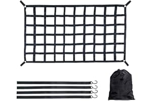 FACYNDE Frachtnetz für Anhänger | Dachgepäckträger-Gepäcknetz für Pickup-Trucks SUV Kleinanhänger | Strapazierfähiges Bungee-Netz mit 4 festen Gurten, kompatibel mit SUVs, Autos und Lastwagen