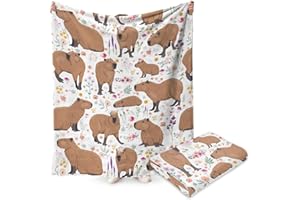 FYDZBSL Capybaras Blanket Throw, Cartoon Cute Blanket Gift for Kids Soft Warm Fuzzy Throw Blankets Kids or Adults for Crib Bed Couch Chair Four Seasons Living Room Travel Outdoor